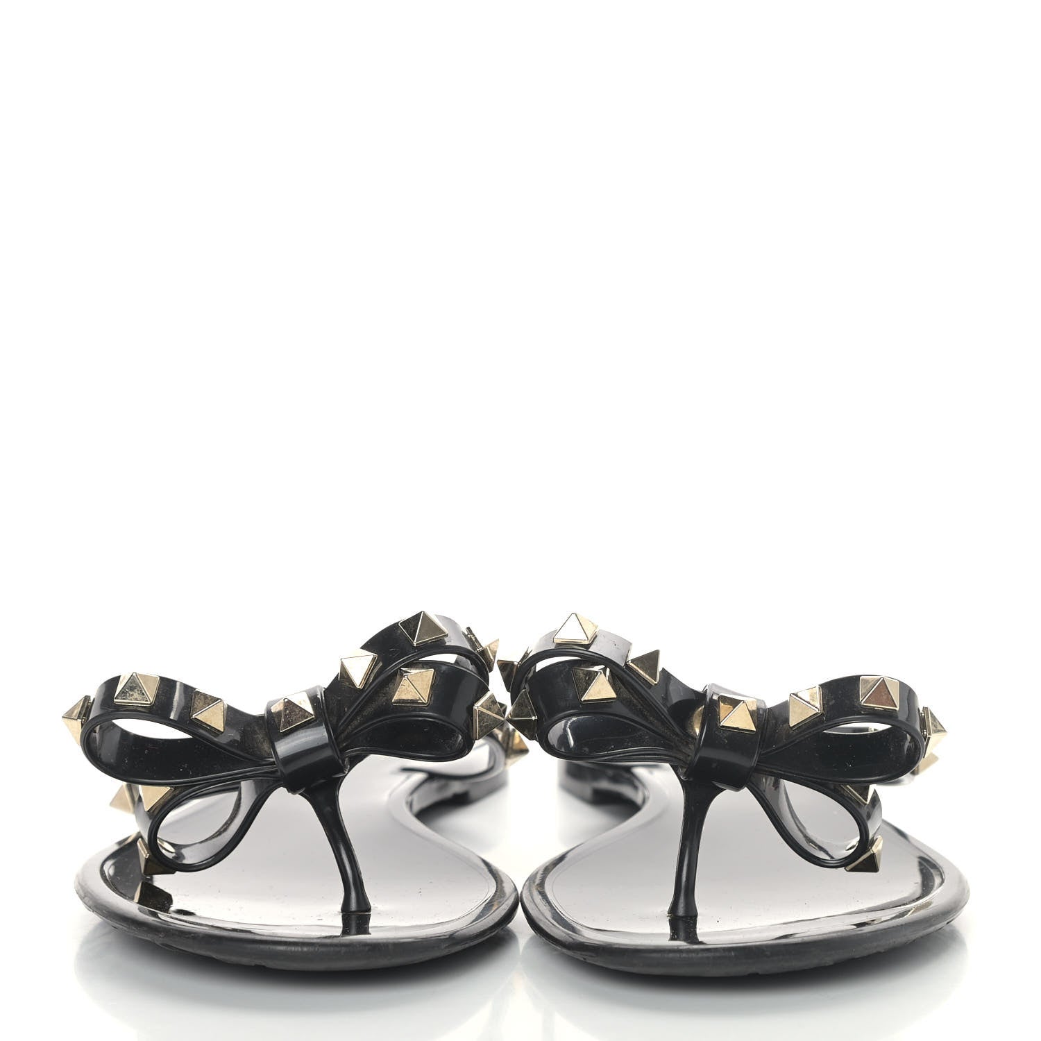 Valentino Garavani PVC Jelly Rockstud Bow Thong Sandals 38 Black 2 of 15