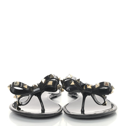 Valentino Garavani PVC Jelly Rockstud Bow Thong Sandals 38 Black 2 of 15