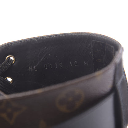 Louis Vuitton Calfskin Monogram Wonderland Flat Ranger Boots 40 Black 9 of 10