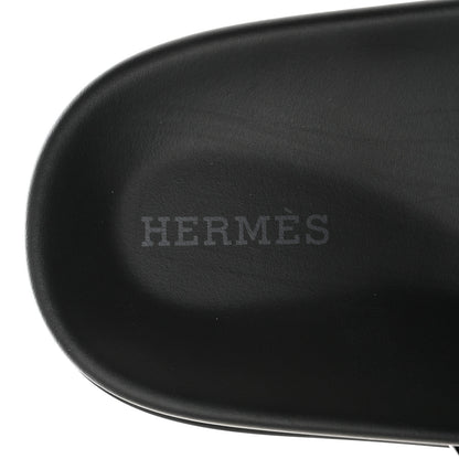 Hermes Techno Fringed H Canvas Caflskin Womens Chypre Sandals 39 Prunoir Black 7 of 9