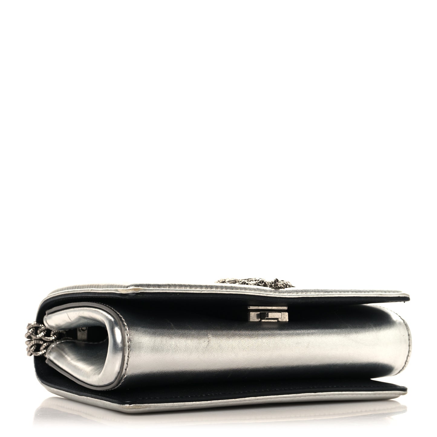 Metallic Calfskin Small Devotion Crossbody Bag Silver