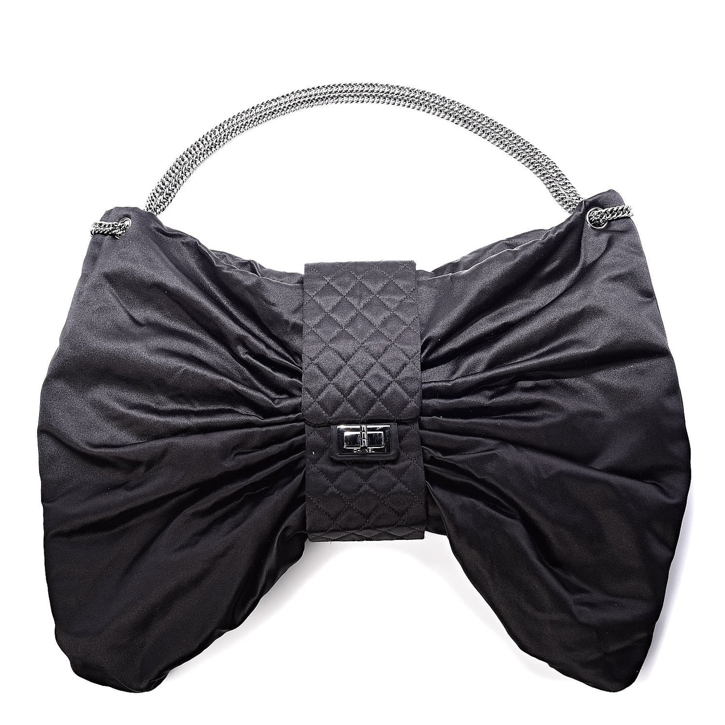 Satin Large Bow Bag Black
