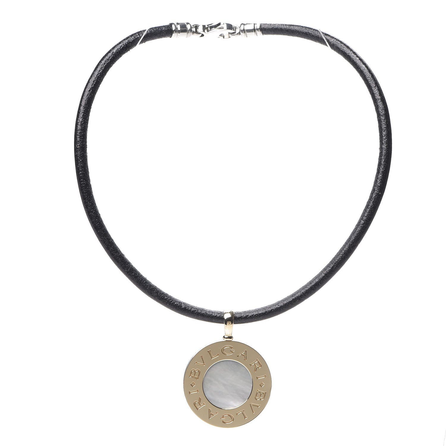 Bulgari Stainless Steel 18K Yellow Gold Black Onyx Mother of Pearl BVLGARI BVLGARI Cord Pendant Necklace 1 of 4