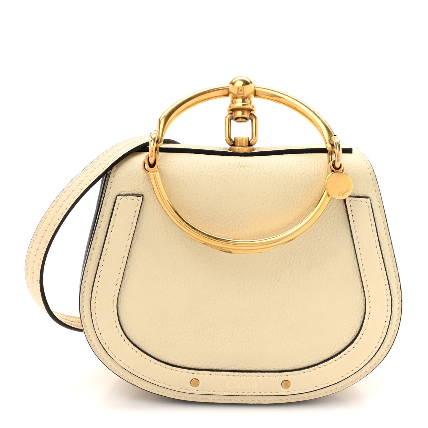 Calfskin Suede Small Nile Bracelet Bag Off White