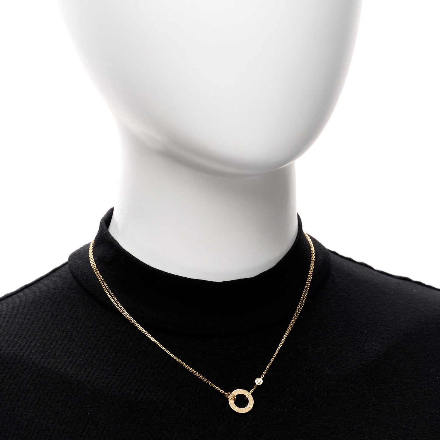 18K Yellow Gold 2 Diamond LOVE Necklace