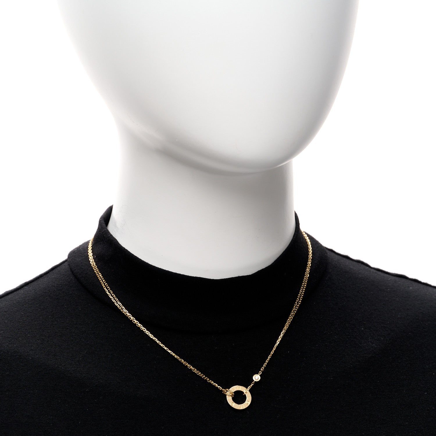 Cartier 18K Yellow Gold 2 Diamond LOVE Necklace 2 of 5