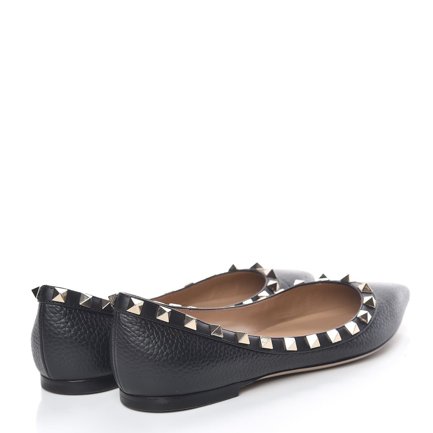 Valentino Garavani Pebbled Calfskin Rockstud Ballerina Flats 35.5 Black 4 of 18