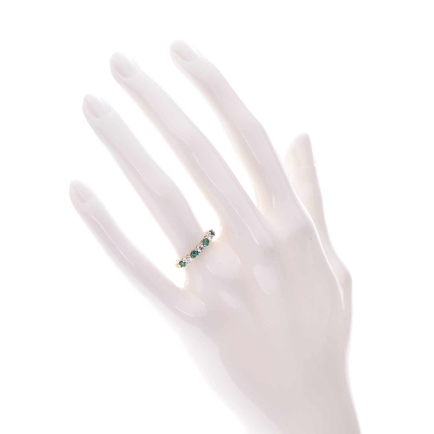 Tiffany 18K Yellow Gold Emerald Diamond Band Ring 4.75 2 of 7