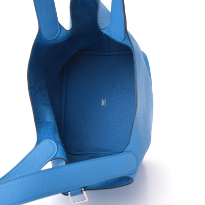 Hermes Taurillon Clemence Picotin Lock 22 MM Bleu Frida 5 of 9