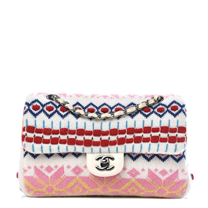 Chanel Cashmere Knit Medium Single Flap Multicolor White 1 of 14