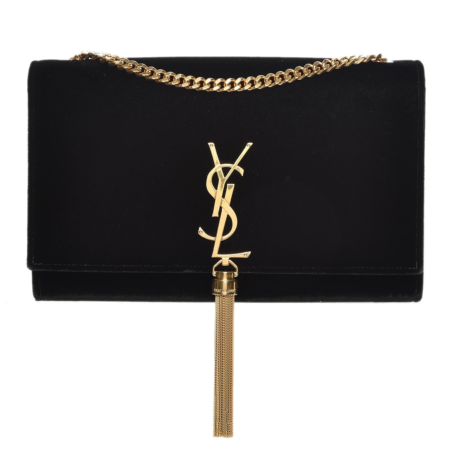 Saint Laurent Velvet Medium Monogram Kate Tassel Shoulder Bag Black 1 of 7