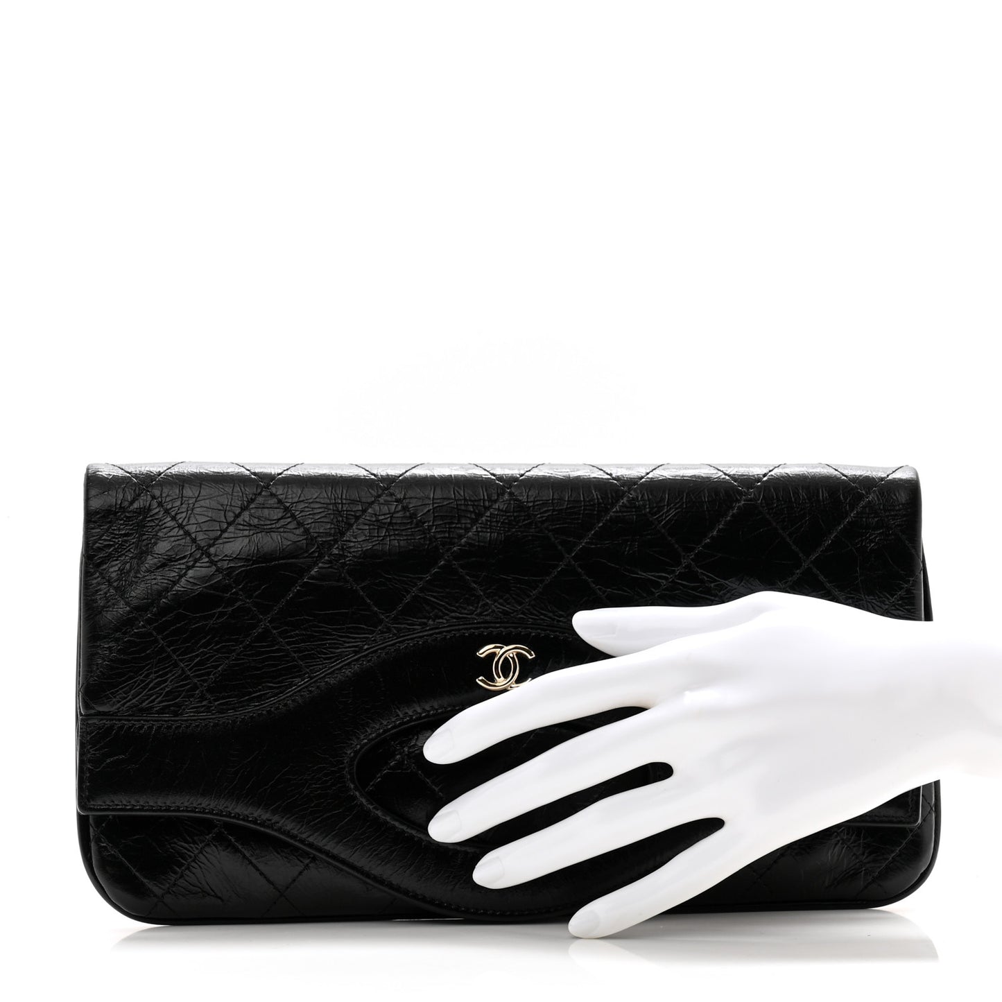 Shiny Crumpled Calfskin Small 31 Pouch Black