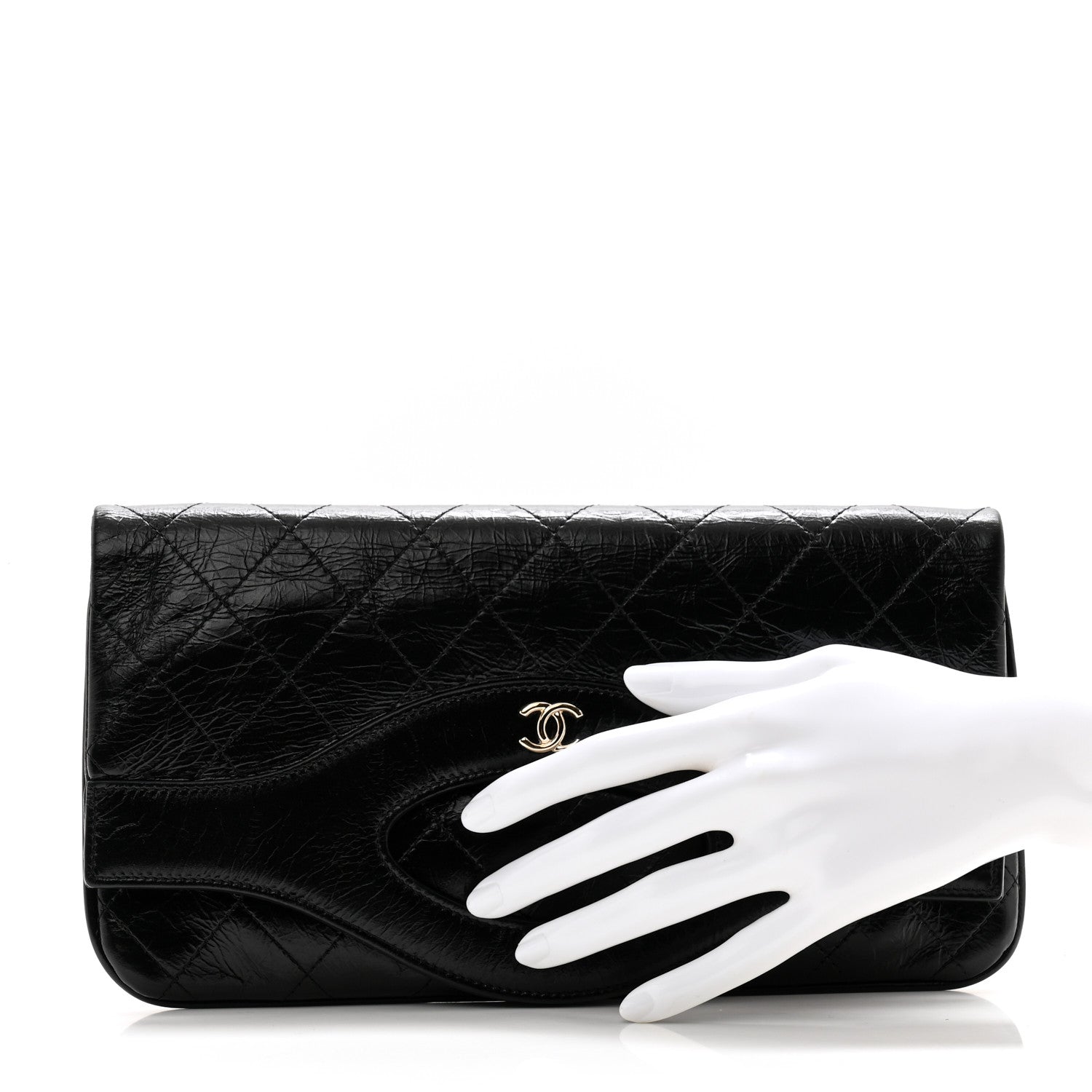 Chanel Shiny Crumpled Calfskin Small 31 Pouch Black 2 of 10