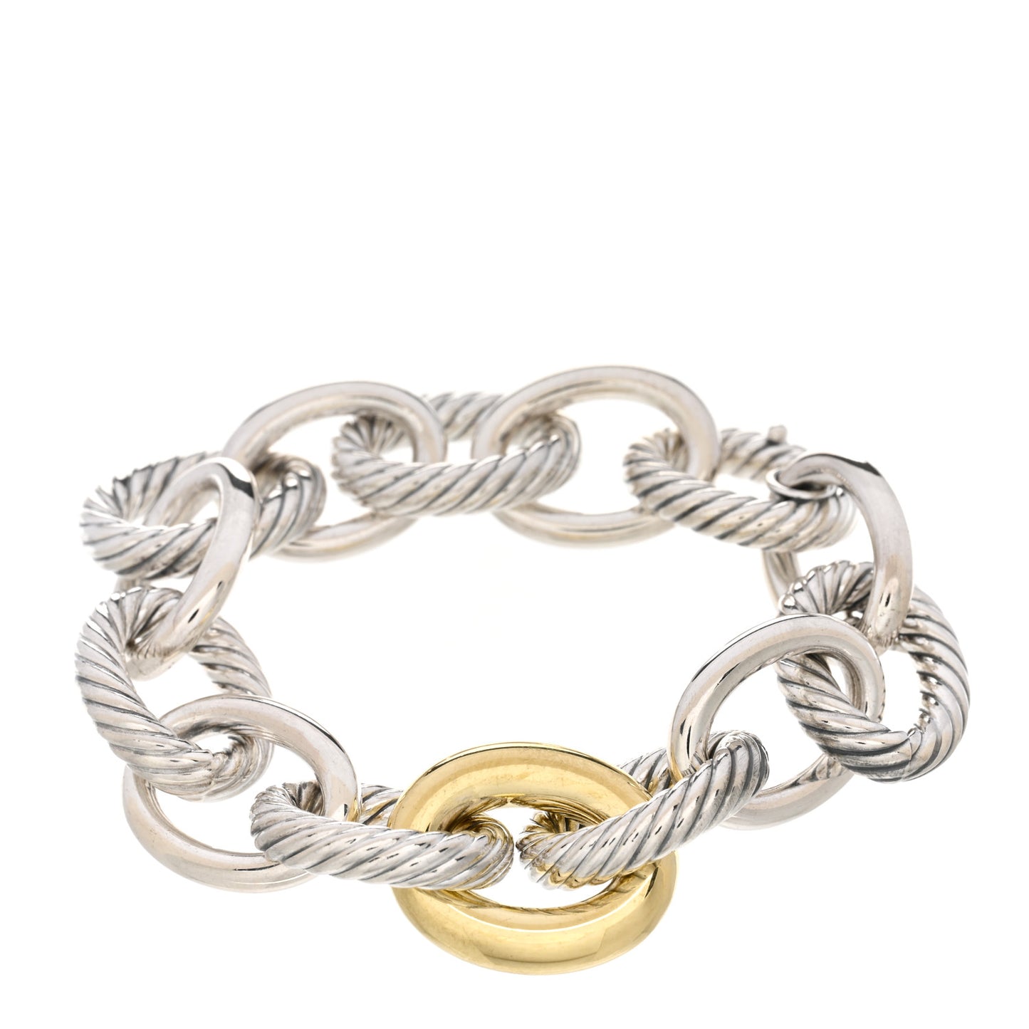 Sterling Silver 18K Yellow Gold 19mm Extra Large Oval Link Bracelet