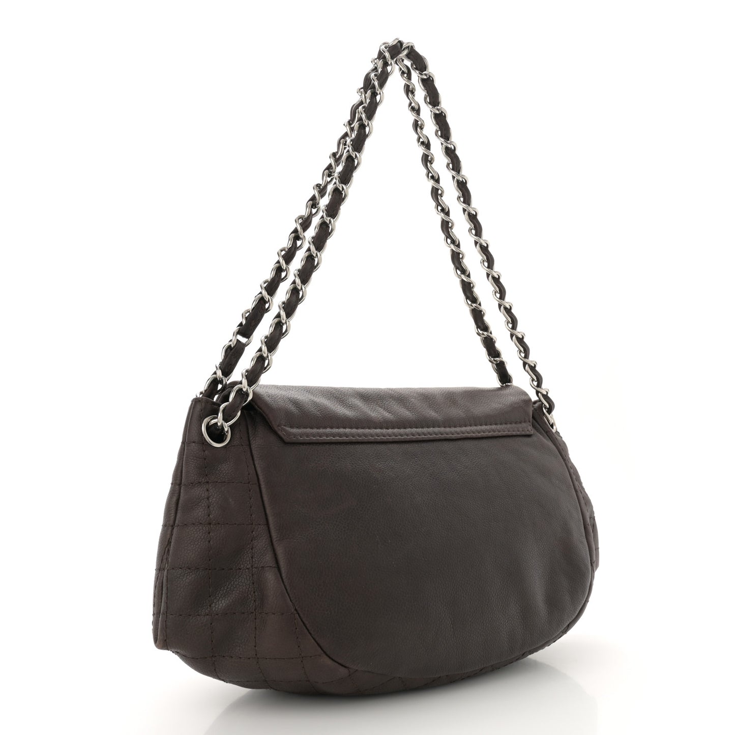 Caviar Large Half Moon Flap Brown