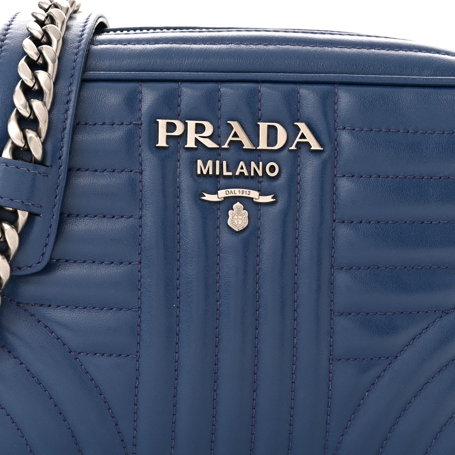 Prada Soft Calfskin Diagramme Crossbody Bag Bleuette 8 of 13