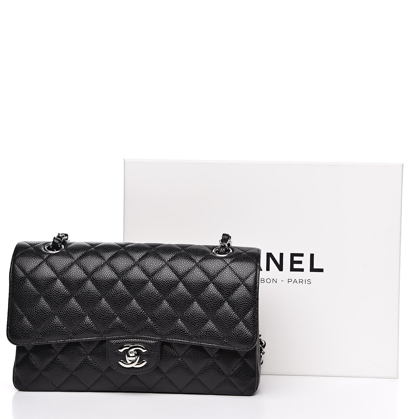 Caviar Quilted Medium Double Flap Black