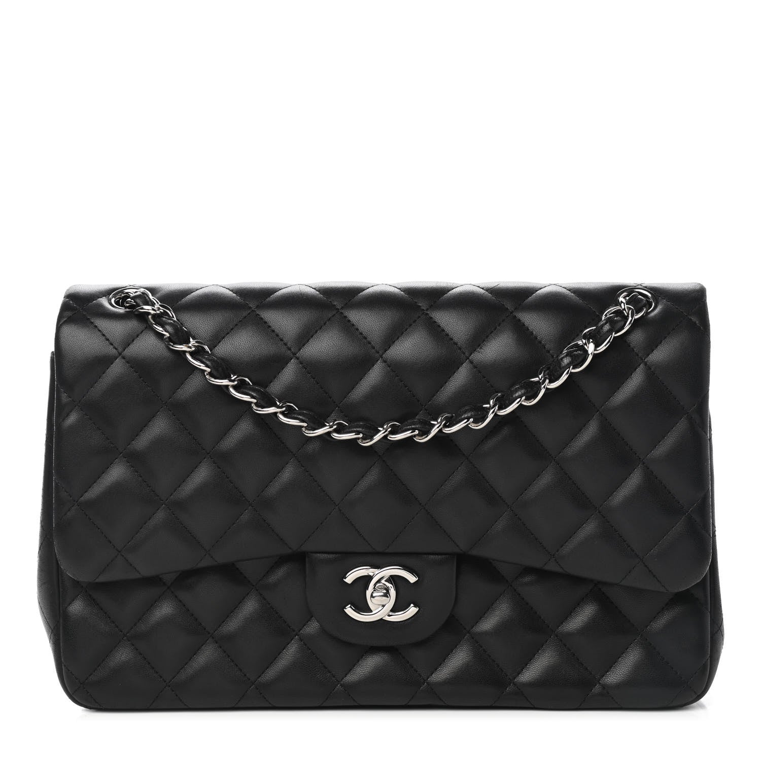 Chanel Lambskin Quilted Jumbo Double Flap Black 1 of 9