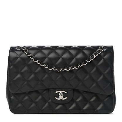 Chanel Lambskin Quilted Jumbo Double Flap Black 1 of 9