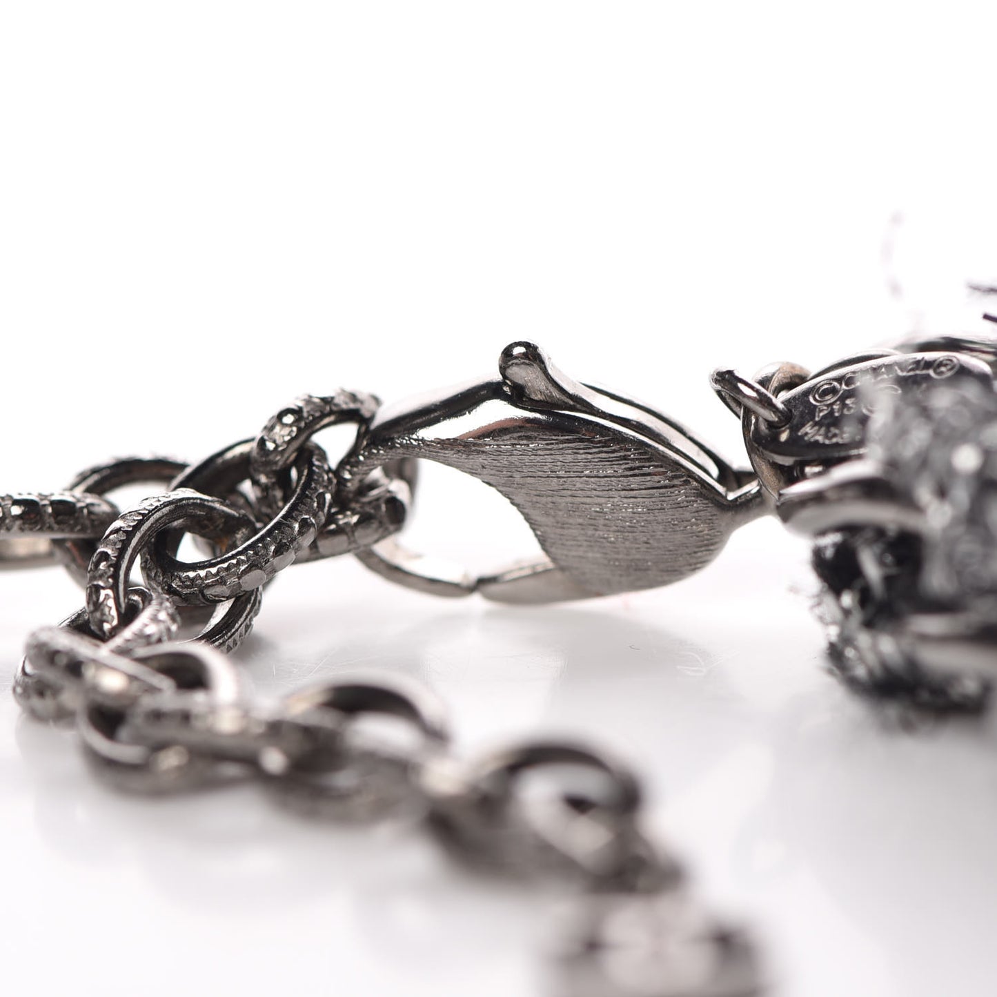 Chain Link Fabric Choker Black Silver