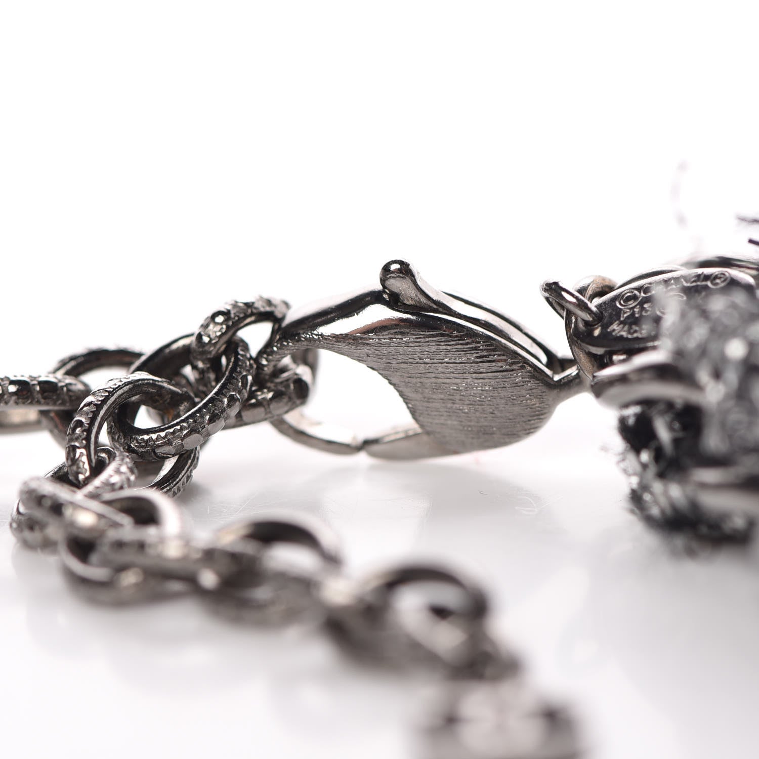 Chanel Chain Link Fabric Choker Black Silver 4 of 5