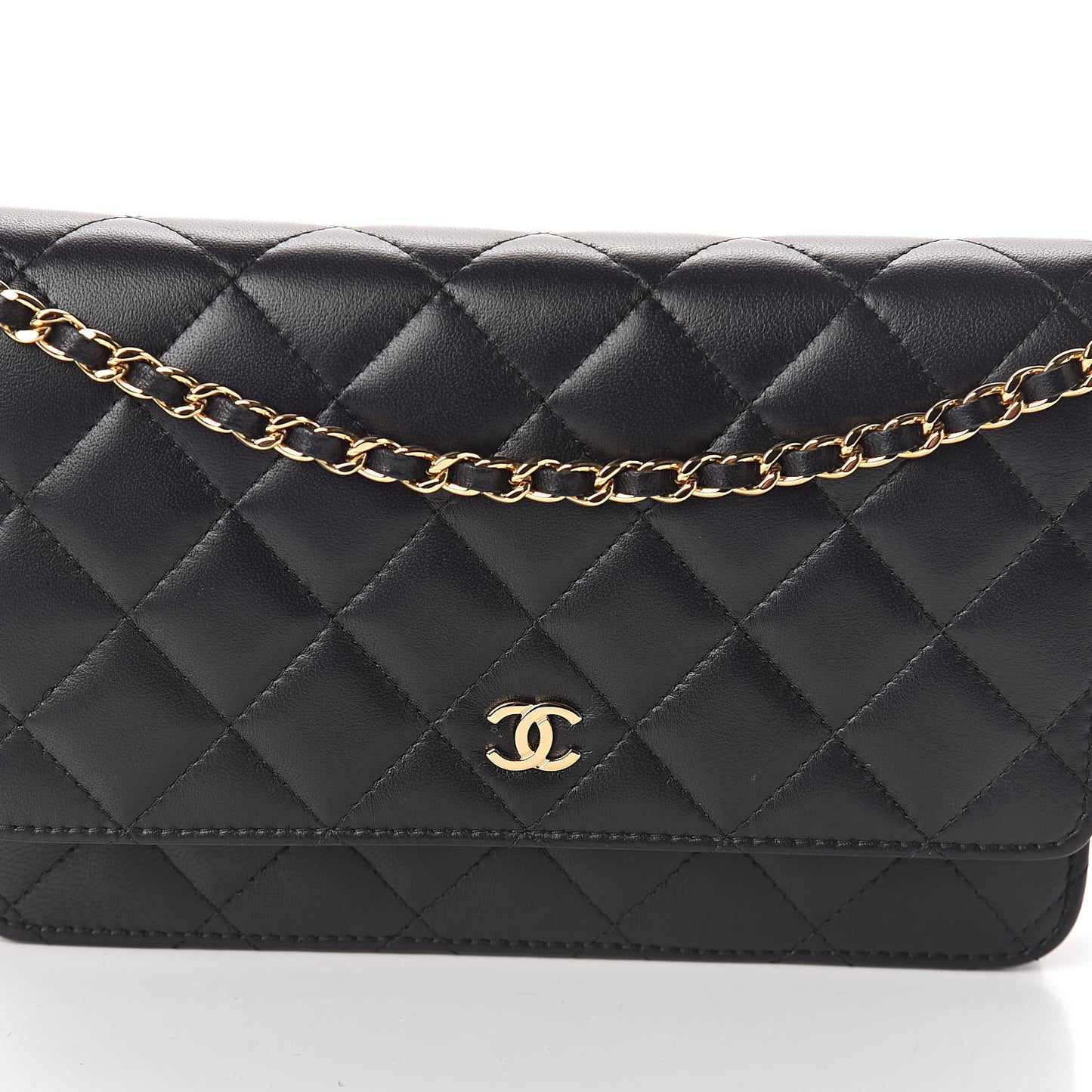 Lambskin Quilted Wallet On Chain WOC Black