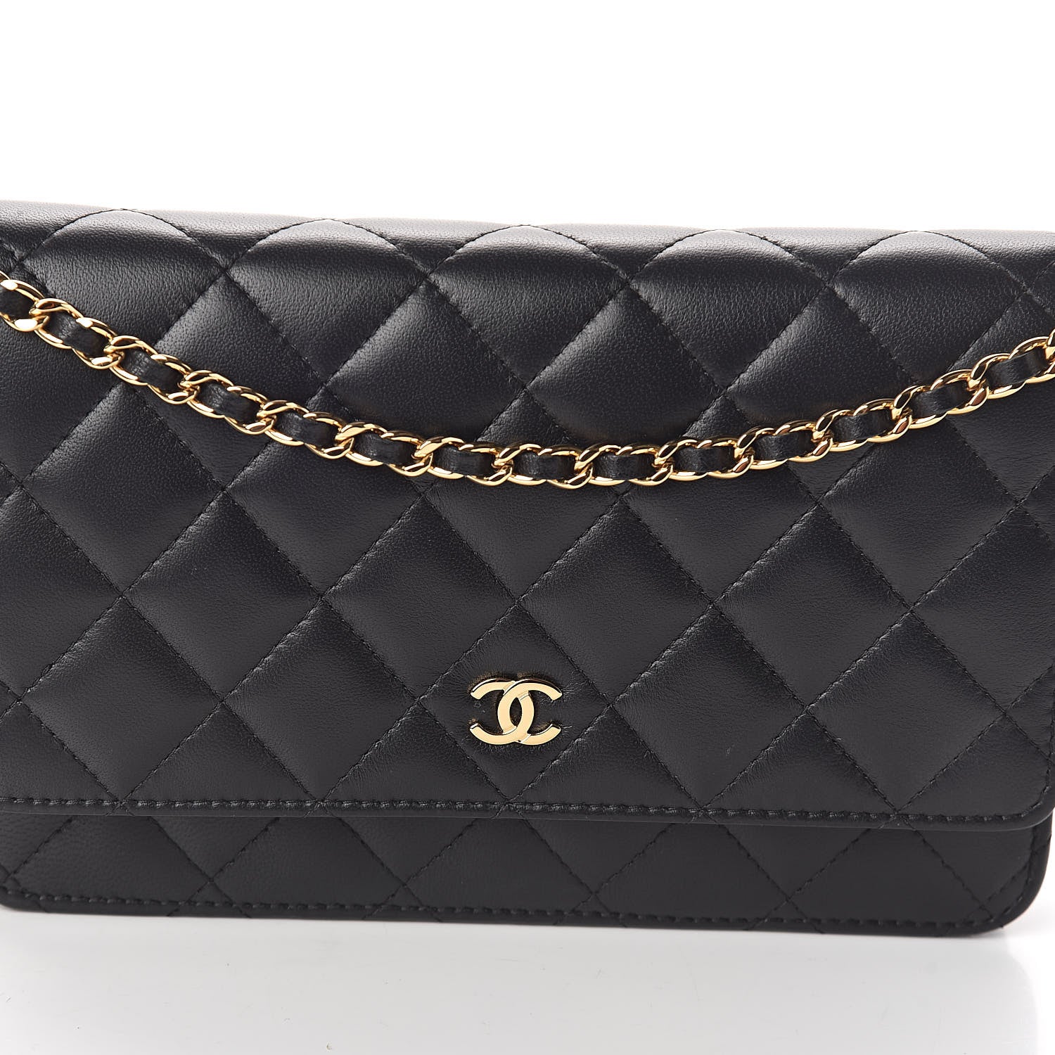Chanel Lambskin Quilted Wallet On Chain WOC Black 9 of 11