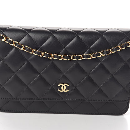 Chanel Lambskin Quilted Wallet On Chain WOC Black 9 of 11