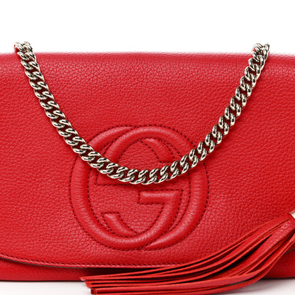 Gucci Pebbled Calfskin Medium Soho Flap Crossbody Tabasco Red 8 of 10
