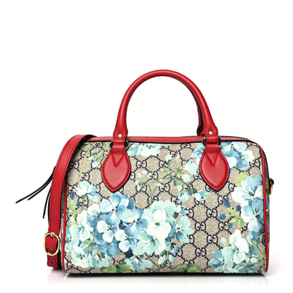 Gucci GG Supreme Monogram Blooms Small Boston Beige Blue Navy Hibiscus Red 1 of 12