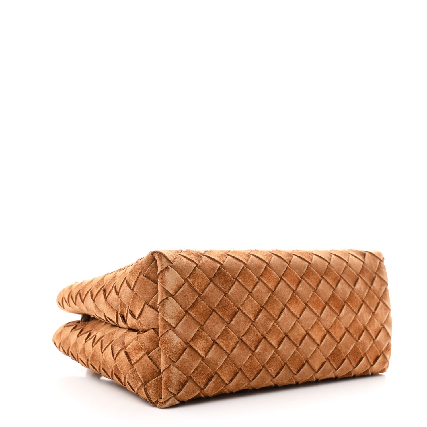 Bottega Veneta Suede Intrecciato Small Andiamo Shoulder Bag Amber