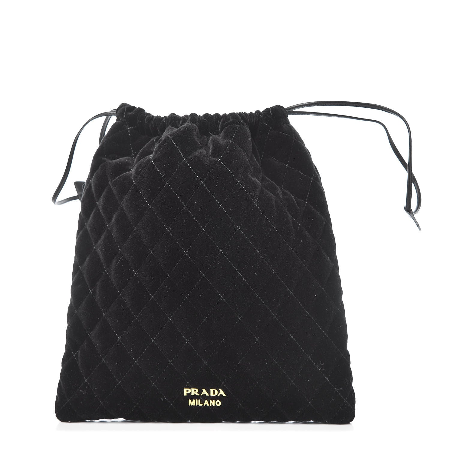 Prada Velluto Impuntu Draw String Pouch Black 1 of 10