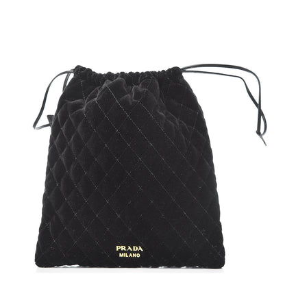 Prada Velluto Impuntu Draw String Pouch Black 1 of 10