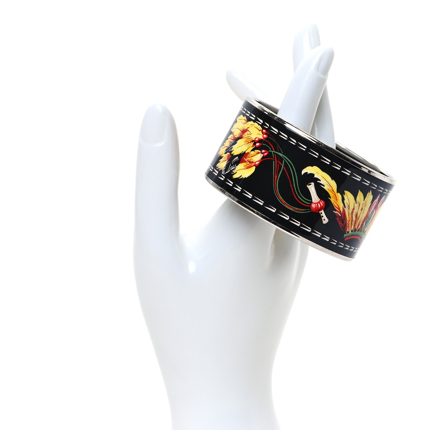 Enamel Printed Brazil Extra Wide Bracelet 65 Black