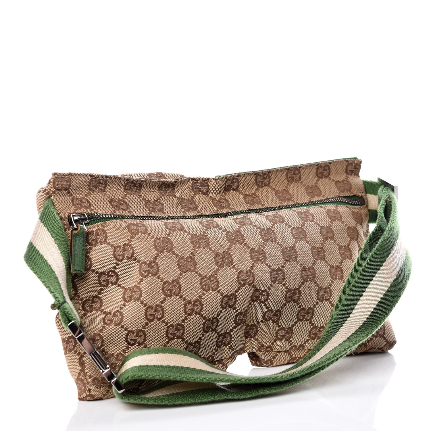 Gucci GG Monogram Web Double Pocket Belt Bag Green 4 of 12