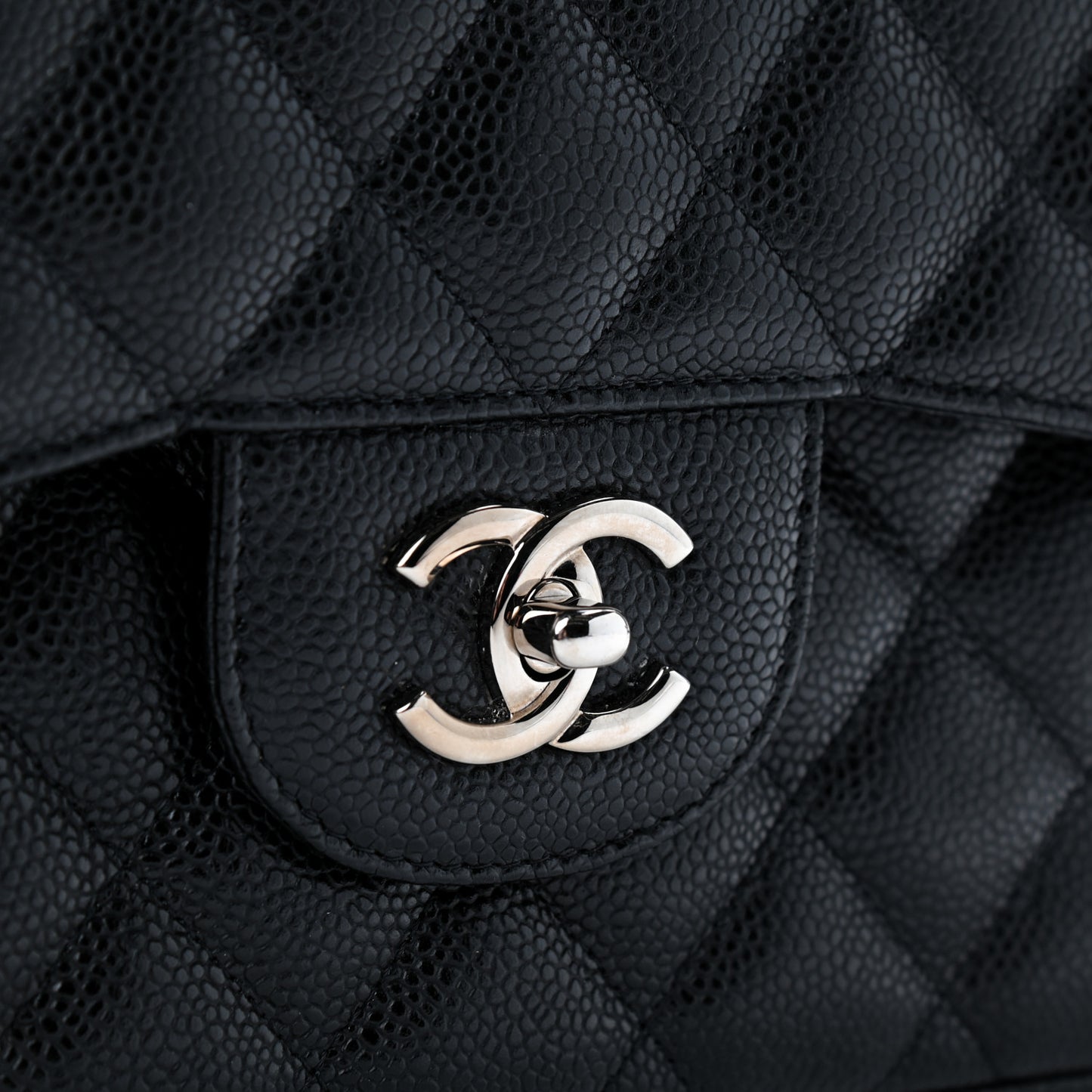 Caviar Quilted Jumbo Double Flap Black