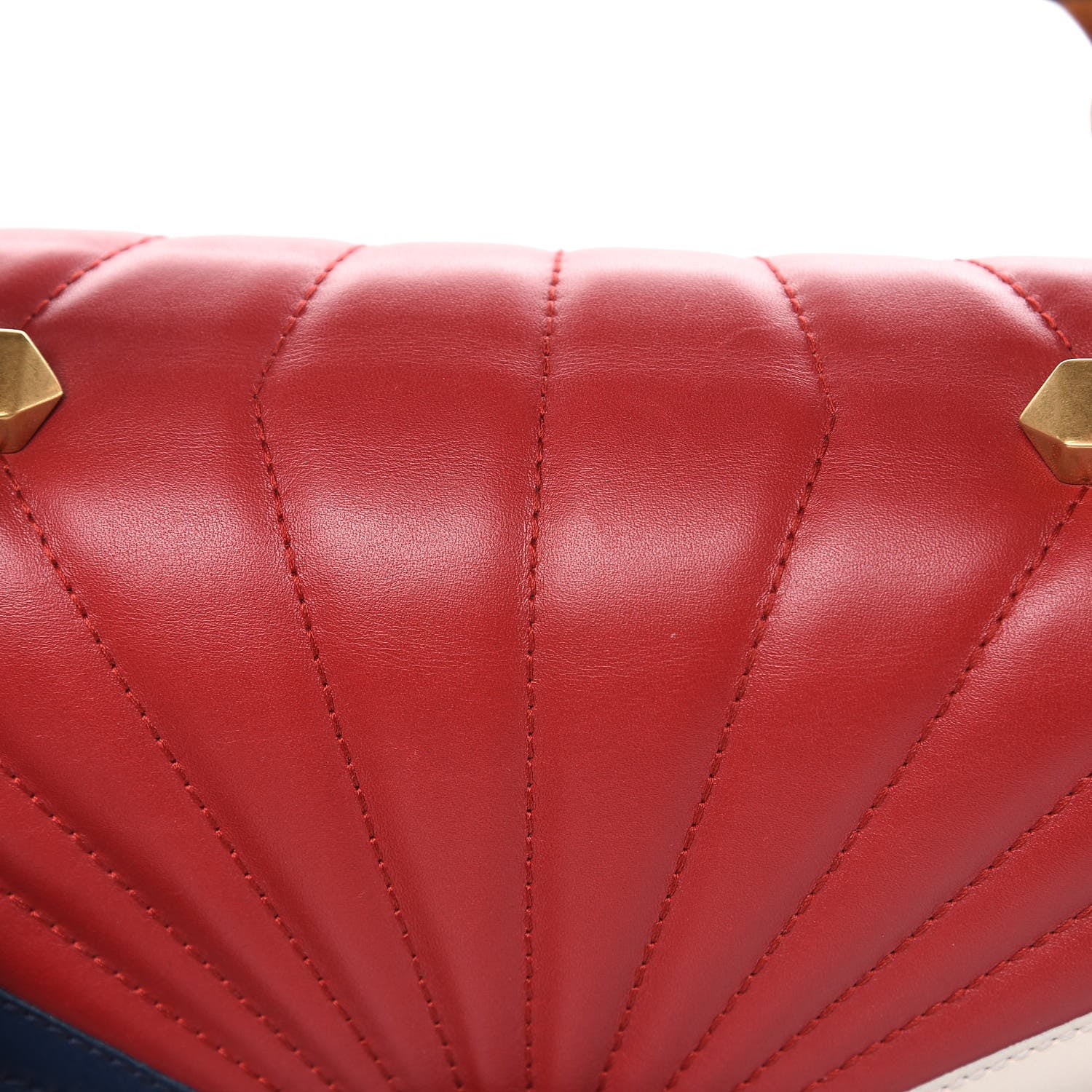 Gucci Calfskin Bamboo Trapuntata Queen Margaret Top Handle Bag Blue Agata Hibiscus Red Mystic White Sugar Pink 11 of 15
