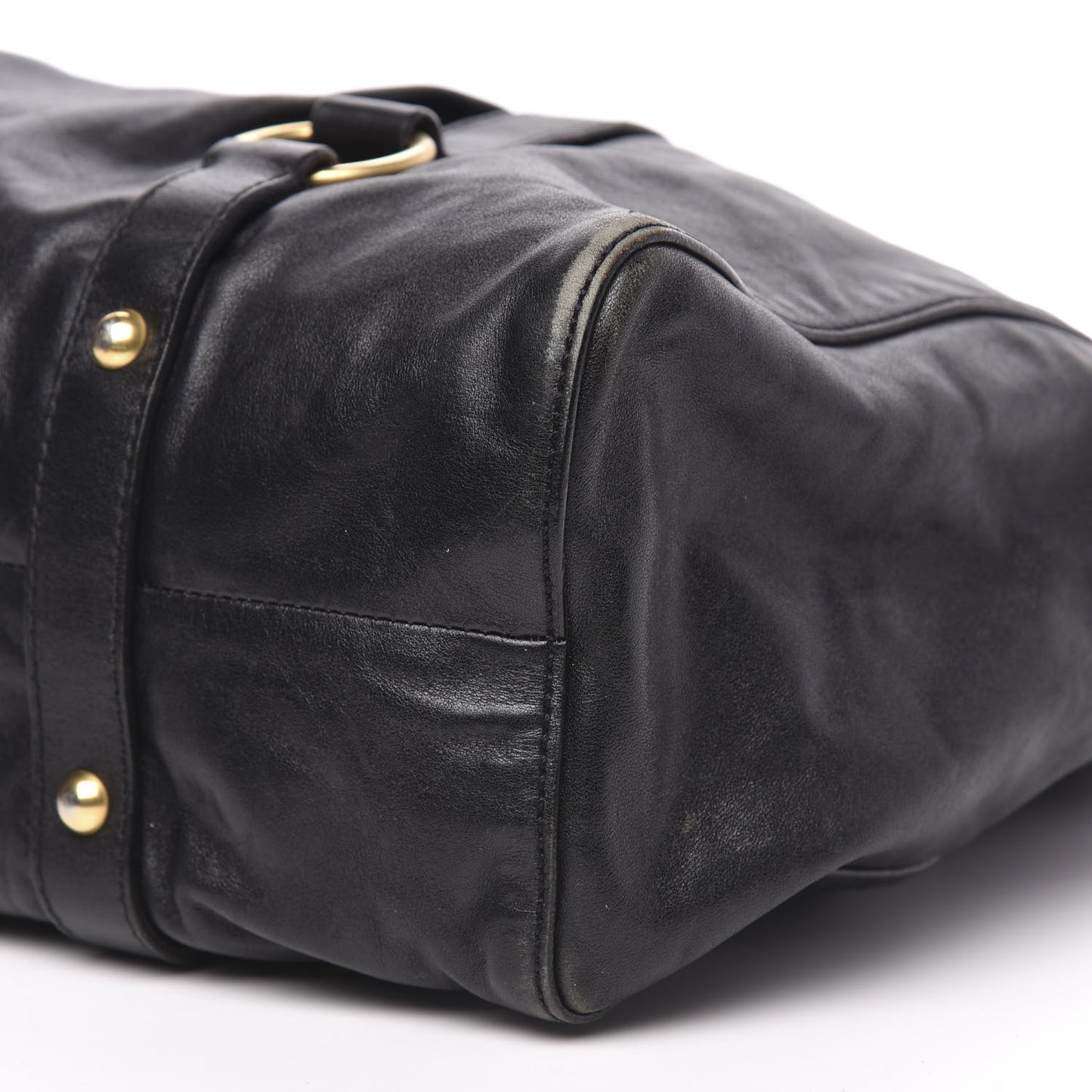 Vitello Lux Gathered Tote Black