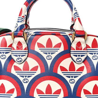 Gucci X ADIDAS Shangai Calfskin Web Trefoil Interlocking G Mini Duffle Bag Red White Blue 8 of 11