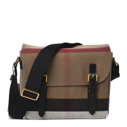 Burberry Canvas Mega Check Large Baildon Messenger Bag Black 1 of 8