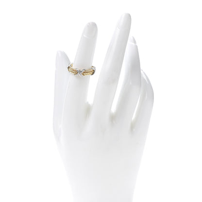 Tiffany 18K Yellow Gold Platinum Diamond Schlumberger Rope 3 Row X Ring 50 5.25 2 of 4