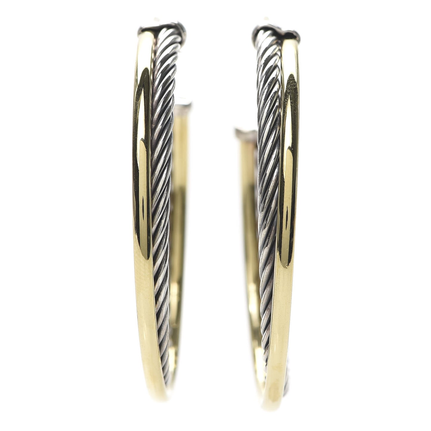 Sterling Silver 18K Yellow Gold 44mm Extra Large Crossover Cable Hoop Earrings