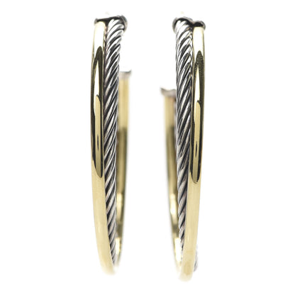 David Yurman Sterling Silver 18K Yellow Gold 44mm Extra Large Crossover Cable Hoop Earrings 5 of 8
