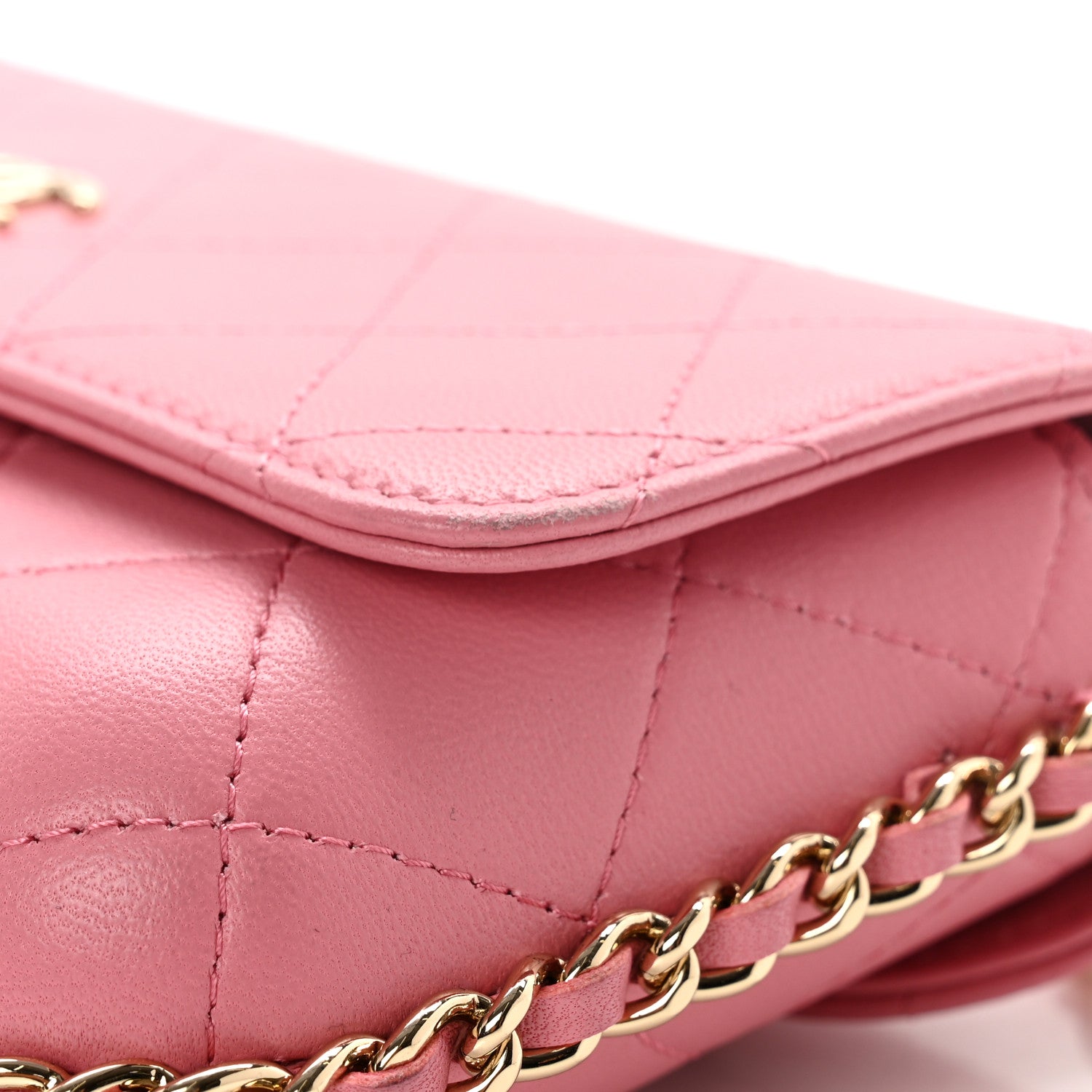 Chanel Calfskin Diamond Stitched Chain Around Flap Phone Holder Dark Pink 11 of 11