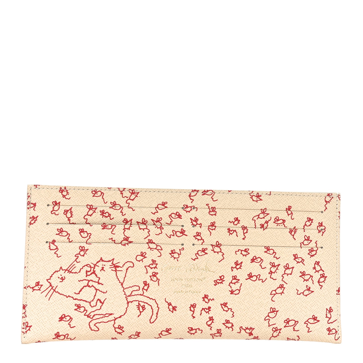Calfskin Grace Coddington Kirigami Organizer On Chain Card Holder Insert Beige