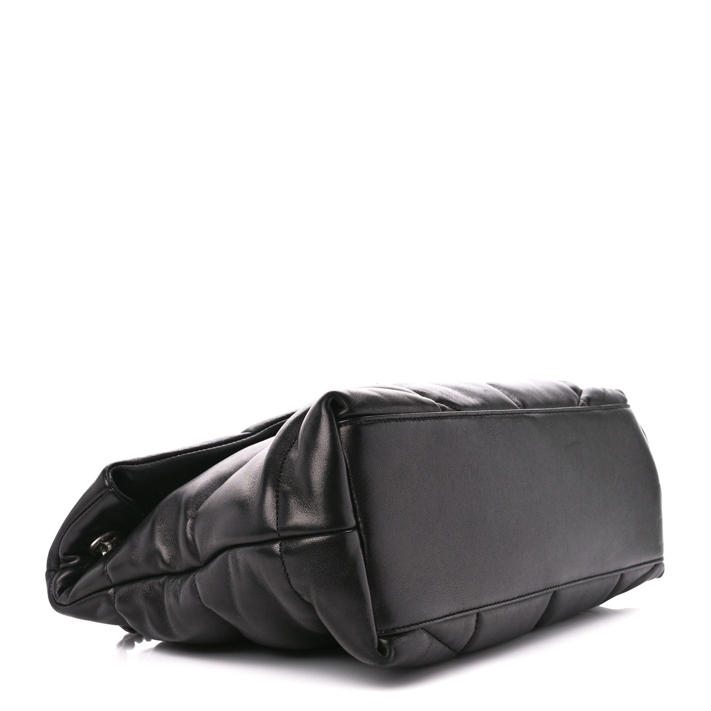 Lambskin Quilted Medium Loulou Puffer Monogram Chain Satchel Black