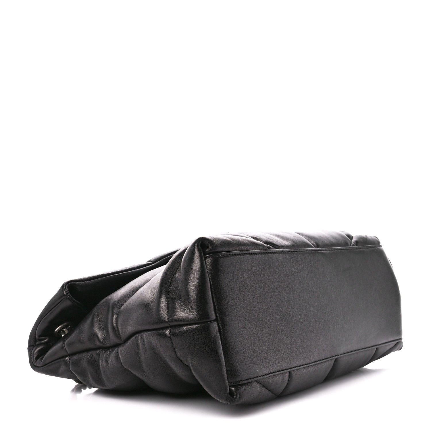 Saint Laurent Lambskin Quilted Medium Loulou Puffer Monogram Chain Satchel Black 4 of 11