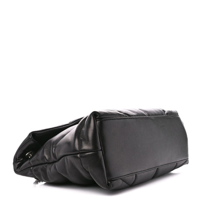 Saint Laurent Lambskin Quilted Medium Loulou Puffer Monogram Chain Satchel Black 4 of 11