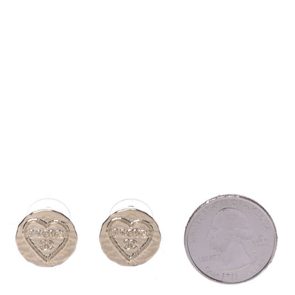 Chanel Metal I Love CC Round Earrings Gold 2 of 5