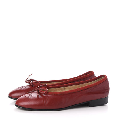 Chanel Goatskin CC Ballerina Flats 36.5 Red 3 of 8